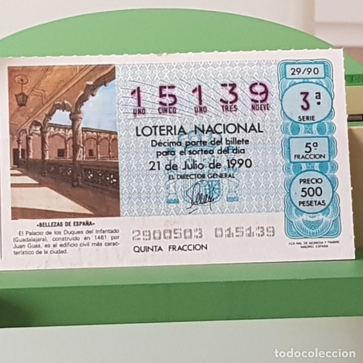 Nationale spanische Lotterie: LOTER&Iacute;A NACIONAL, SORTEO 29/90, 21 JULIO 1990, PALACIO DUQUES DEL INFANTADO, GUADALAJARA, N&ordm; 15139