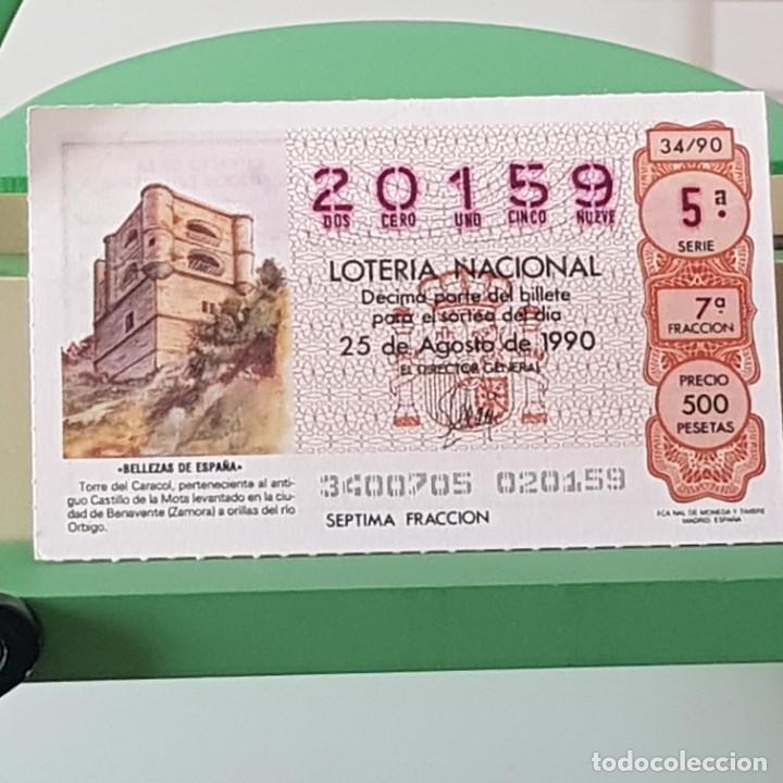 Loter&iacute;a Nacional: LOTER&Iacute;A NACIONAL, SORTEO 34/90, 25 AGOSTO 1990, TORRE DEL CARACOL, BENAVENTE ZAMORA, N&ordm; 20159