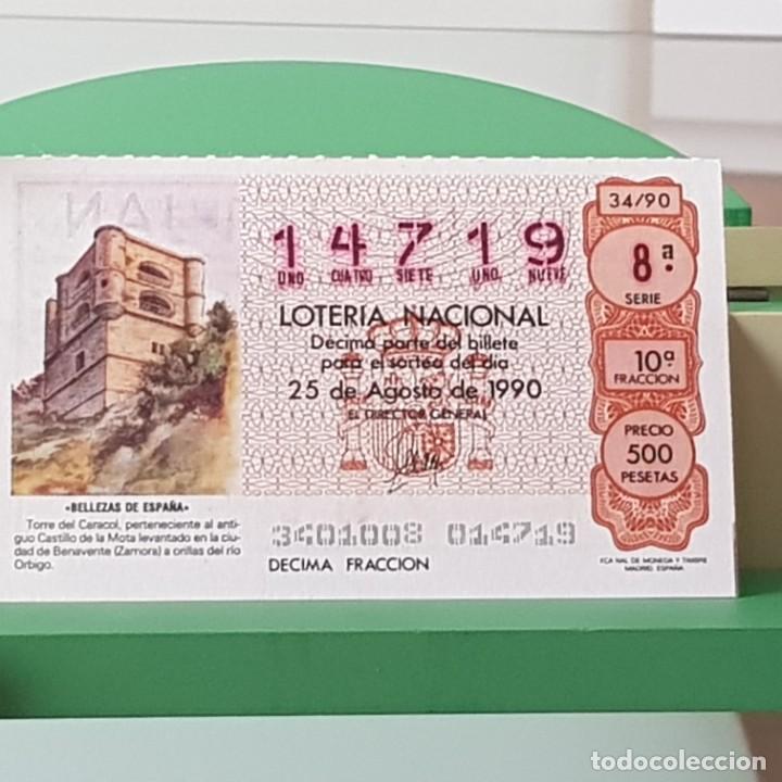 Loter&iacute;a Nacional: LOTER&Iacute;A NACIONAL, SORTEO 34/90, 25 AGOSTO 1990, TORRE DEL CARACOL, BENAVENTE ZAMORA, N&ordm; 14719