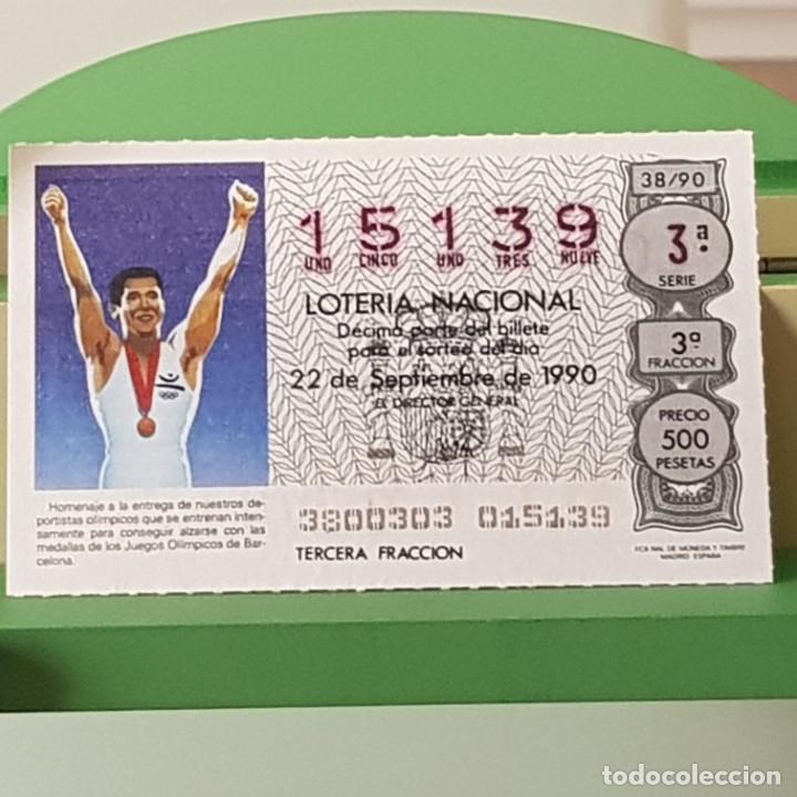 Loterie Nationale: LOTER&Iacute;A NACIONAL, SORTEO 38/90, 22 SEPTIEMBRE 1990, HOMENAJE DEPORTISTAS BARCELONA 92, N&ordm; 15139