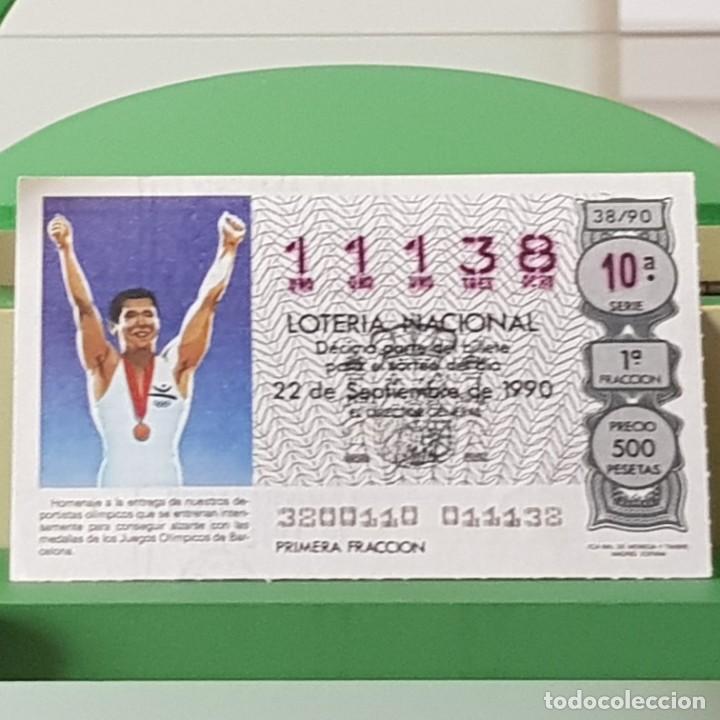 Loterie Nationale: LOTER&Iacute;A NACIONAL, SORTEO 38/90, 22 SEPTIEMBRE 1990, HOMENAJE DEPORTISTAS BARCELONA 92, N&ordm; 11138