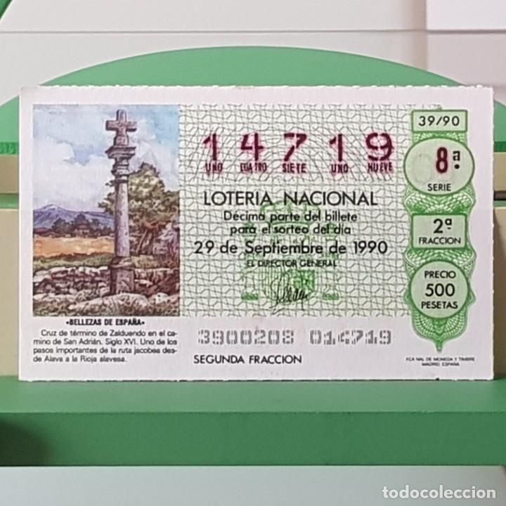 Loterie Nationale: LOTER&Iacute;A NACIONAL, SORTEO 39/90, 29 SEPTIEMBRE 1990, CRUZ DE ZALDUENDO, N&ordm; 14719