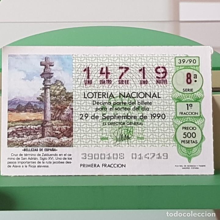 Loterie Nationale: LOTER&Iacute;A NACIONAL, SORTEO 39/90, 29 SEPTIEMBRE 1990, CRUZ DE ZALDUENDO, N&ordm; 14719