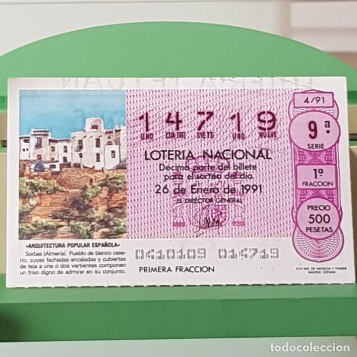 Loterie Nationale: LOTER&Iacute;A NACIONAL, SORTEO 4/91, 26 ENERO 1991, SORBAS, ALMER&Iacute;A, N&ordm; 14719