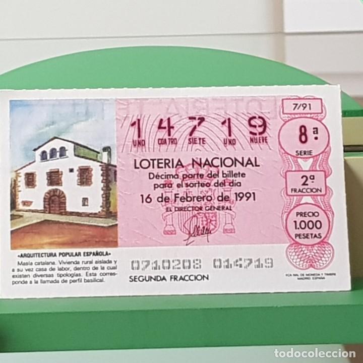 Lotaria Nacional: LOTER&Iacute;A NACIONAL, SORTEO 6/91, 16 FEBRERO 1991, MAS&Iacute;A CATALANA, N&ordm; 14719