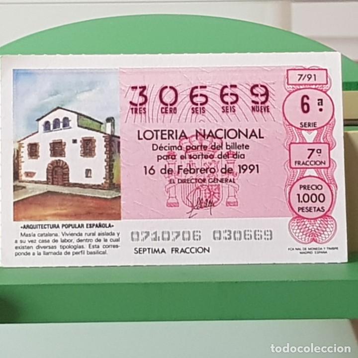 Lotaria Nacional: LOTER&Iacute;A NACIONAL, SORTEO 6/91, 16 FEBRERO 1991, MAS&Iacute;A CATALANA, N&ordm; 30669
