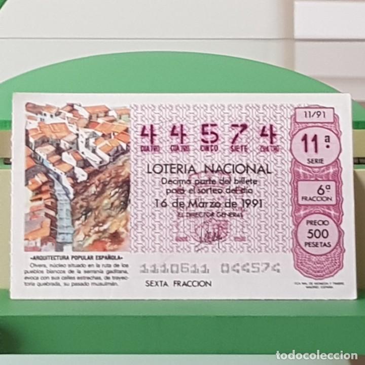 Lotaria Nacional: LOTER&Iacute;A NACIONAL, SORTEO 11/91, 16 MARZO 1991, OLVERA C&Aacute;DIZ RUTA PUEBLOS BLANCOS, N&ordm; 44574