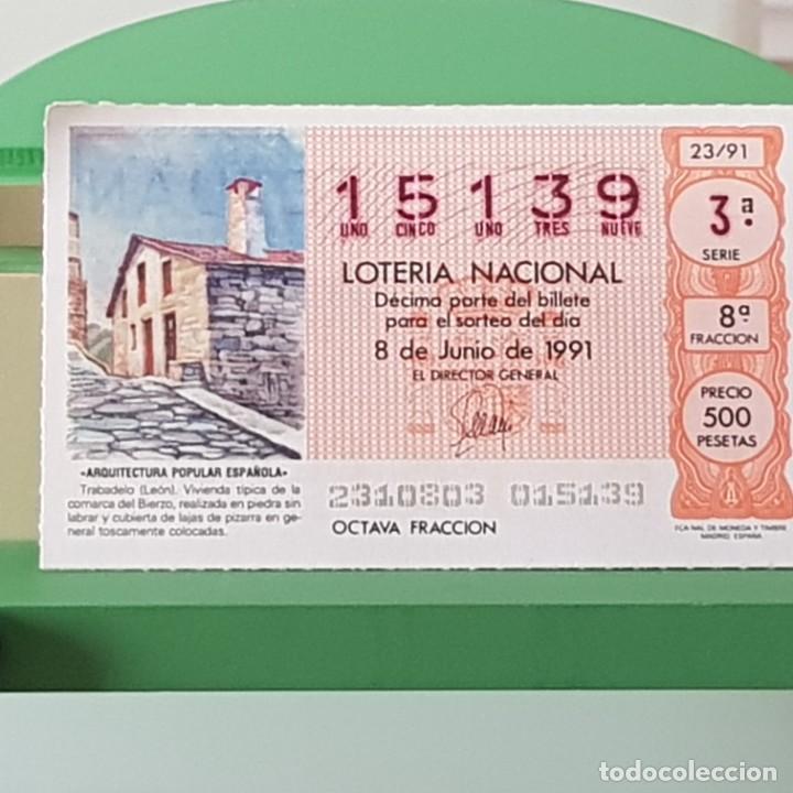 Lotteria Nationale Spagnola: LOTER&Iacute;A NACIONAL, SORTEO 23/91, 8 JUNIO 1991, TRABADELO LE&Oacute;N, N&ordm; 15139