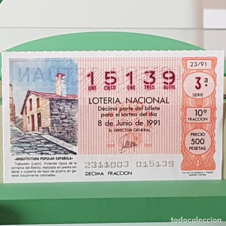 Lotteria Nationale Spagnola: LOTER&Iacute;A NACIONAL, SORTEO 23/91, 8 JUNIO 1991, TRABADELO LE&Oacute;N, N&ordm; 15139