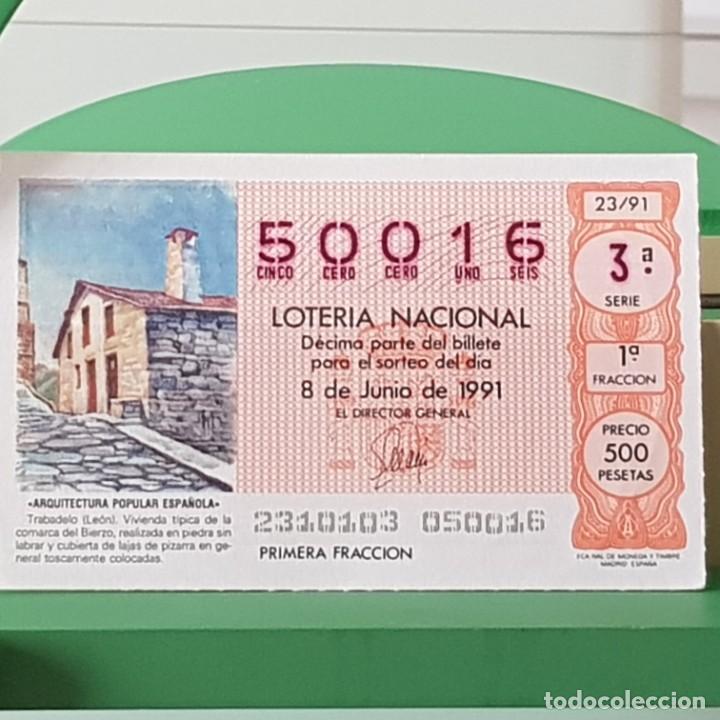 Lotteria Nationale Spagnola: LOTER&Iacute;A NACIONAL, SORTEO 23/91, 8 JUNIO 1991, TRABADELO LE&Oacute;N, N&ordm; 50016