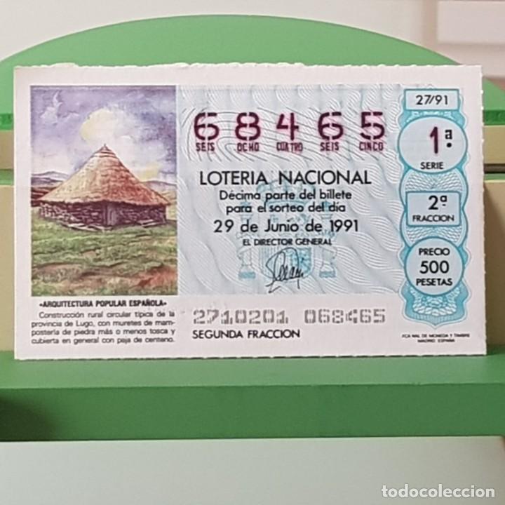 Lotteria Nationale Spagnola: LOTER&Iacute;A NACIONAL, SORTEO 27/91, 29 JUNIO 1991, CONSTRUCCI&Oacute;N CIRCULAR T&Iacute;PICA LUGO, N&ordm; 68465