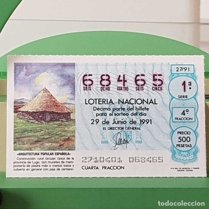 Lotteria Nationale Spagnola: LOTER&Iacute;A NACIONAL, SORTEO 27/91, 29 JUNIO 1991, CONSTRUCCI&Oacute;N CIRCULAR T&Iacute;PICA LUGO, N&ordm; 68465