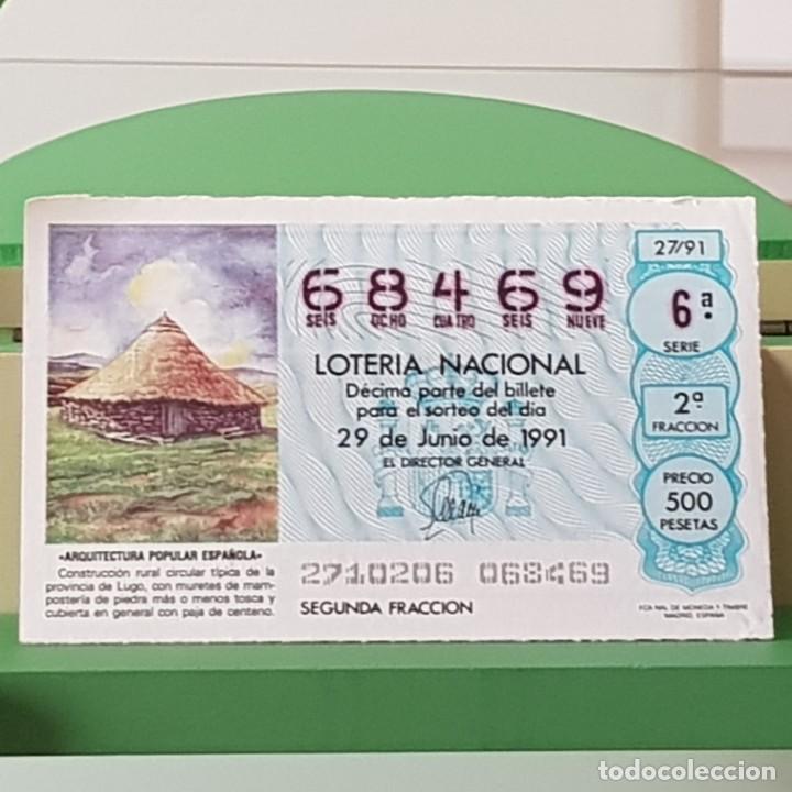 Lotteria Nationale Spagnola: LOTER&Iacute;A NACIONAL, SORTEO 27/91, 29 JUNIO 1991, CONSTRUCCI&Oacute;N CIRCULAR T&Iacute;PICA LUGO, N&ordm; 68469