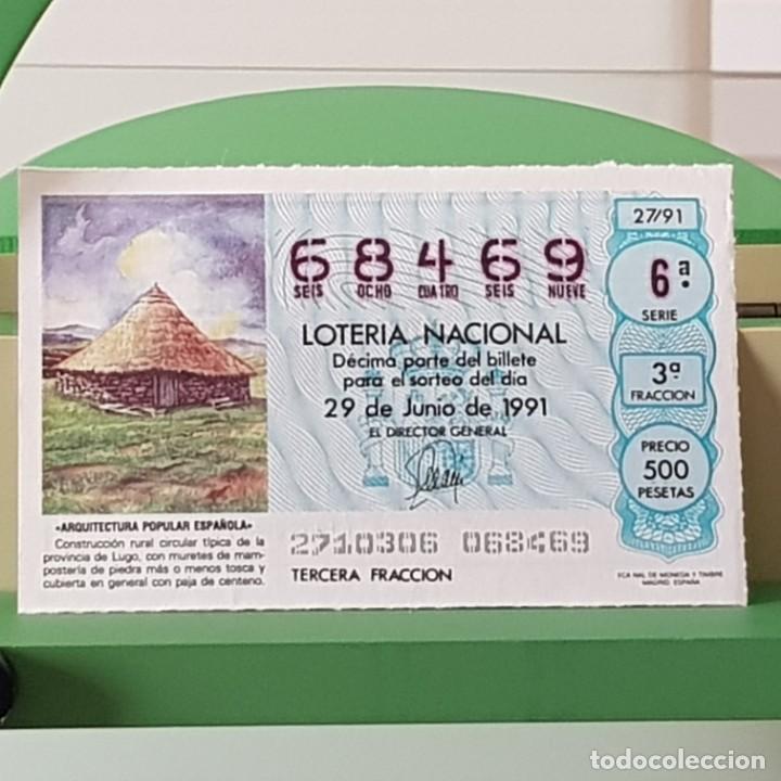 Loter&iacute;a Nacional: LOTER&Iacute;A NACIONAL, SORTEO 27/91, 29 JUNIO 1991, CONSTRUCCI&Oacute;N CIRCULAR T&Iacute;PICA LUGO, N&ordm; 68469