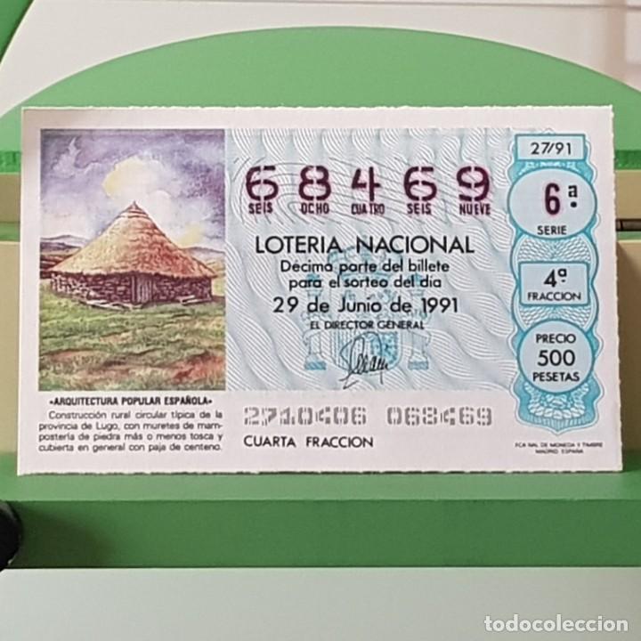 Loter&iacute;a Nacional: LOTER&Iacute;A NACIONAL, SORTEO 27/91, 29 JUNIO 1991, CONSTRUCCI&Oacute;N CIRCULAR T&Iacute;PICA LUGO, N&ordm; 68469