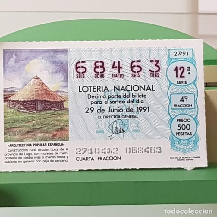 Loter&iacute;a Nacional: LOTER&Iacute;A NACIONAL, SORTEO 27/91, 29 JUNIO 1991, CONSTRUCCI&Oacute;N CIRCULAR T&Iacute;PICA LUGO, N&ordm; 68463