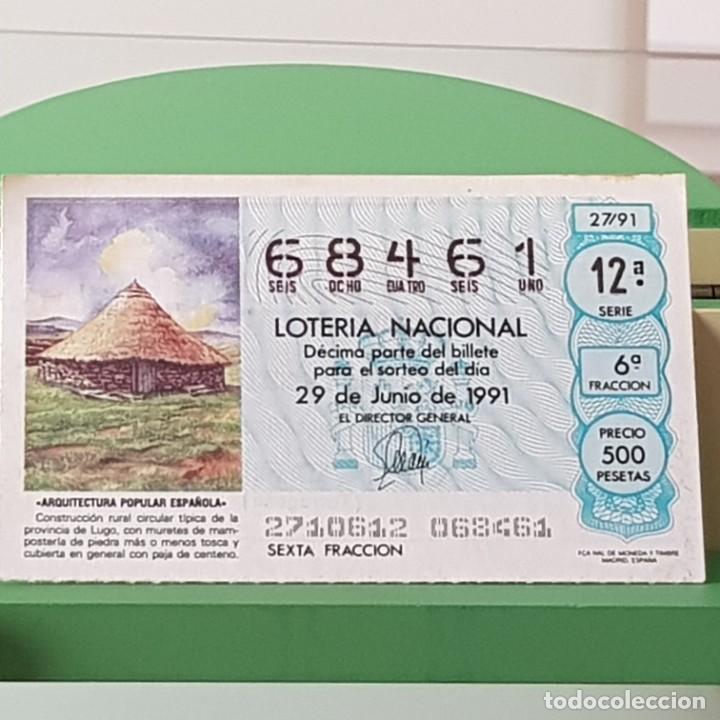 Loter&iacute;a Nacional: LOTER&Iacute;A NACIONAL, SORTEO 27/91, 29 JUNIO 1991, CONSTRUCCI&Oacute;N CIRCULAR T&Iacute;PICA LUGO, N&ordm; 68461