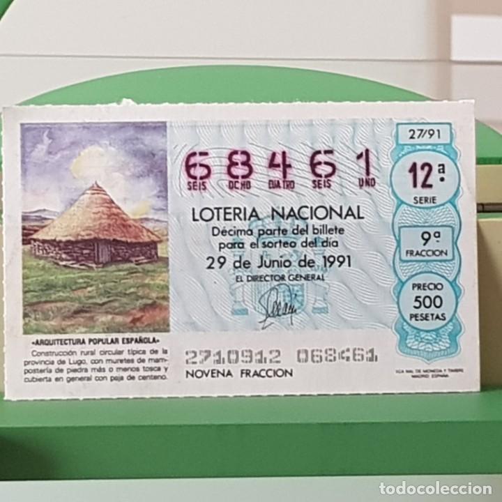 Loterie Nationale: LOTER&Iacute;A NACIONAL, SORTEO 27/91, 29 JUNIO 1991, CONSTRUCCI&Oacute;N CIRCULAR T&Iacute;PICA LUGO, N&ordm; 68461