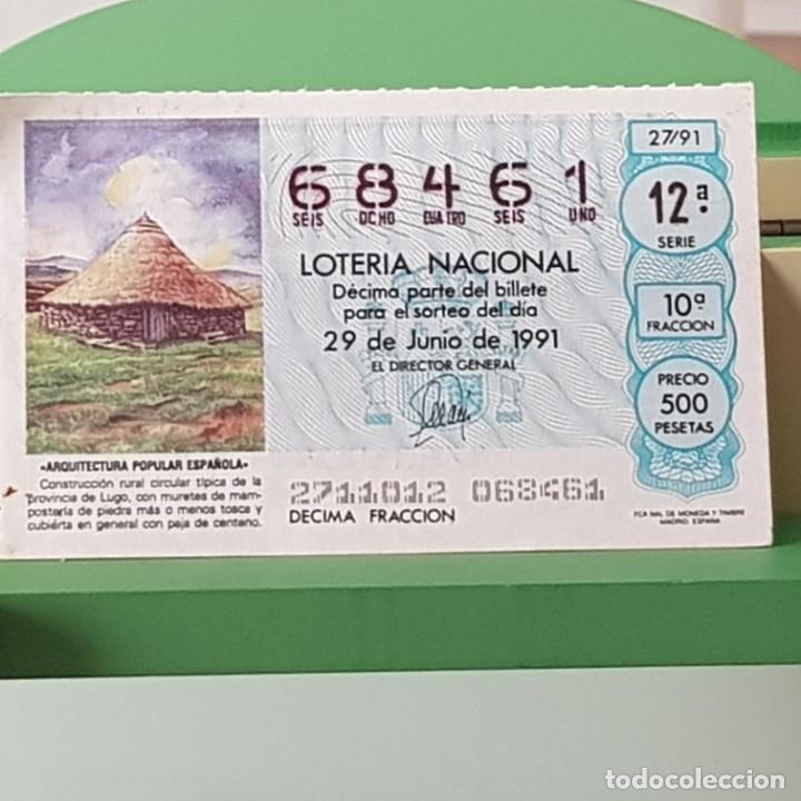 Loterie Nationale: LOTER&Iacute;A NACIONAL, SORTEO 27/91, 29 JUNIO 1991, CONSTRUCCI&Oacute;N CIRCULAR T&Iacute;PICA LUGO, N&ordm; 68461