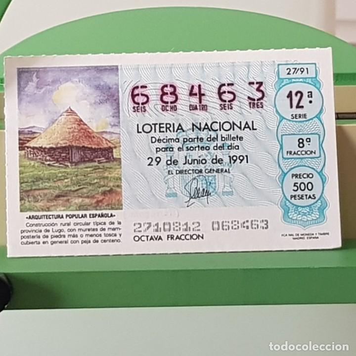 Loterie Nationale: LOTER&Iacute;A NACIONAL, SORTEO 27/91, 29 JUNIO 1991, CONSTRUCCI&Oacute;N CIRCULAR T&Iacute;PICA LUGO, N&ordm; 68463
