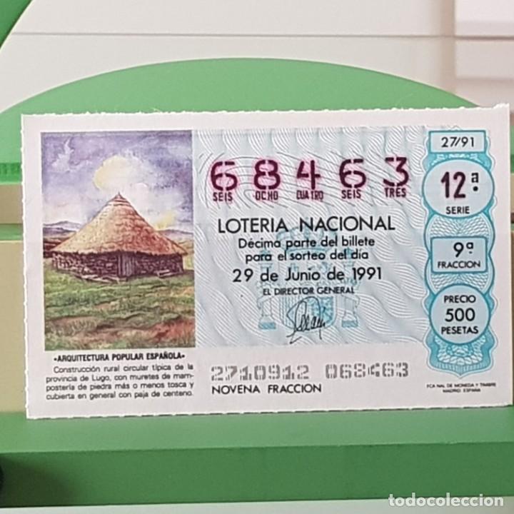 Loterie Nationale: LOTER&Iacute;A NACIONAL, SORTEO 27/91, 29 JUNIO 1991, CONSTRUCCI&Oacute;N CIRCULAR T&Iacute;PICA LUGO, N&ordm; 68463