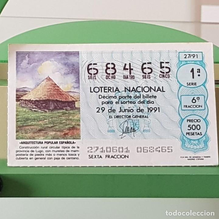Loterie Nationale: LOTER&Iacute;A NACIONAL, SORTEO 27/91, 29 JUNIO 1991, CONSTRUCCI&Oacute;N CIRCULAR T&Iacute;PICA LUGO, N&ordm; 68465