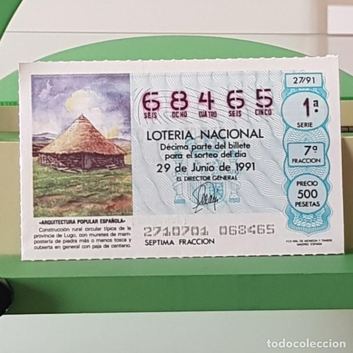 Loterie Nationale: LOTER&Iacute;A NACIONAL, SORTEO 27/91, 29 JUNIO 1991, CONSTRUCCI&Oacute;N CIRCULAR T&Iacute;PICA LUGO, N&ordm; 68465