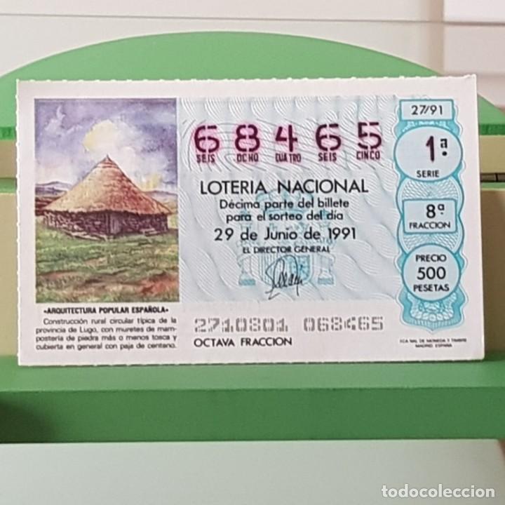 Loterie Nationale: LOTER&Iacute;A NACIONAL, SORTEO 27/91, 29 JUNIO 1991, CONSTRUCCI&Oacute;N CIRCULAR T&Iacute;PICA LUGO, N&ordm; 68465