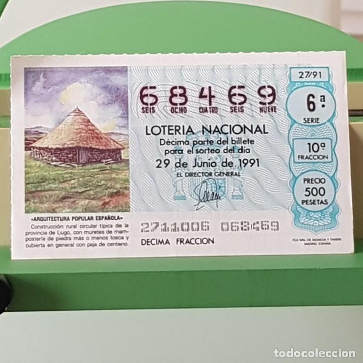 Lotaria Nacional: LOTER&Iacute;A NACIONAL, SORTEO 27/91, 29 JUNIO 1991, CONSTRUCCI&Oacute;N CIRCULAR T&Iacute;PICA LUGO, N&ordm; 68469