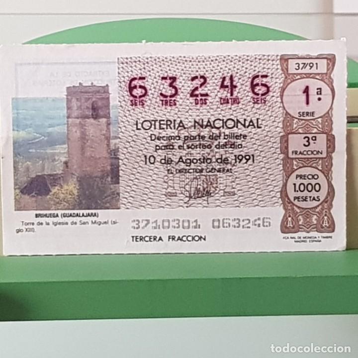 Lotteria Nationale Spagnola: LOTER&Iacute;A NACIONAL, SORTEO 37/91, 10 AGOSTO 1991, BRIHUEGA GUADALAJARA, N&ordm; 63246