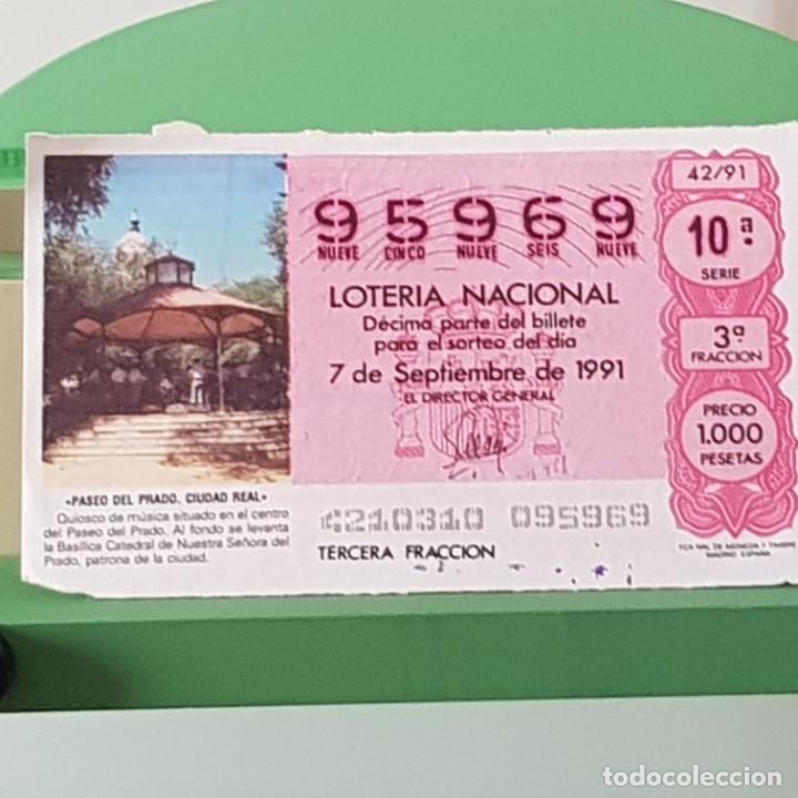 Nationale spanische Lotterie: LOTER&Iacute;A NACIONAL, SORTEO 42/91, 7 SEPTIEMBRE 1991, PASEO DEL PRADO, CIUDAD REAL, N&ordm; 95969