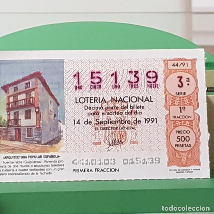 Nationale spanische Lotterie: LOTER&Iacute;A NACIONAL, SORTEO 44/91, 14 SEPTIEMBRE 1991, FUENTERRAB&Iacute;A GUIP&Uacute;ZCOA, N&ordm; 15139