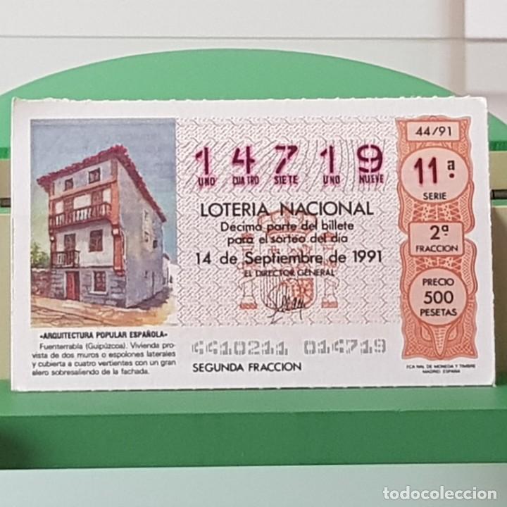 Nationale spanische Lotterie: LOTER&Iacute;A NACIONAL, SORTEO 44/91, 14 SEPTIEMBRE 1991, FUENTERRAB&Iacute;A GUIP&Uacute;ZCOA, N&ordm; 14719
