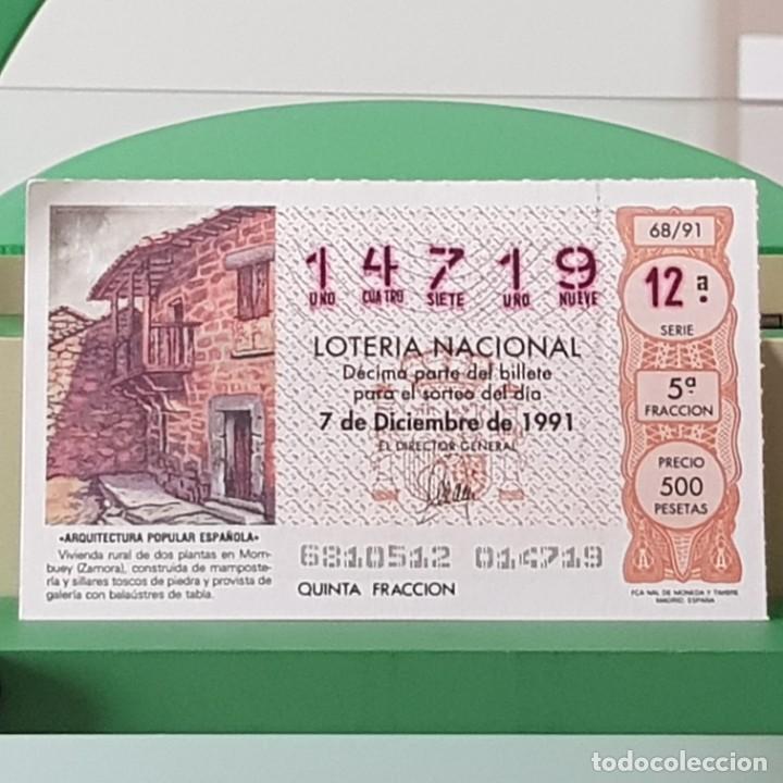 National Spanish Lottery: LOTER&Iacute;A NACIONAL, SORTEO 68/91, 7 DICIEMBRE 1991, MOMBUEY, ZAMORA, N&ordm; 14719