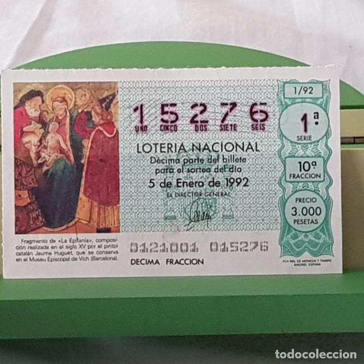 National Spanish Lottery: LOTER&Iacute;A NACIONAL, SORTEO 1/92, 5 ENERO 1992, EPIFAN&Iacute;A, MUSEO EPISCOPAL DE VICH, N&ordm; 15276