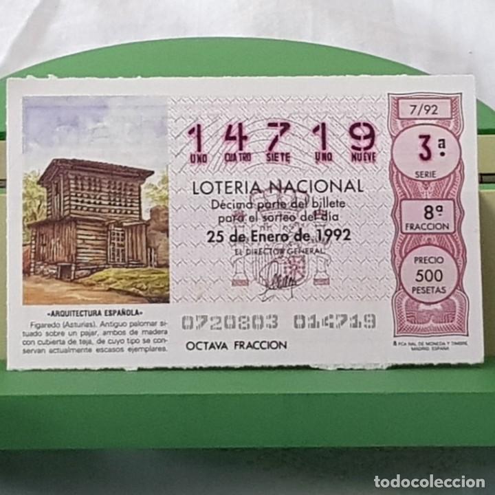 National Spanish Lottery: LOTER&Iacute;A NACIONAL, SORTEO 7/92, 25 ENERO 1992, FIGAREDO, ASTURIAS, N&ordm; 14719