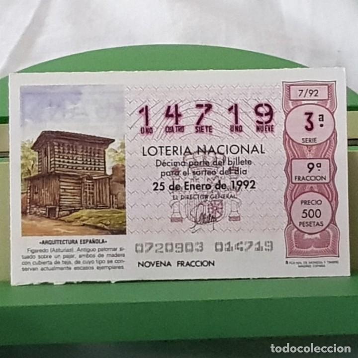 National Spanish Lottery: LOTER&Iacute;A NACIONAL, SORTEO 7/92, 25 ENERO 1992, FIGAREDO, ASTURIAS, N&ordm; 14719