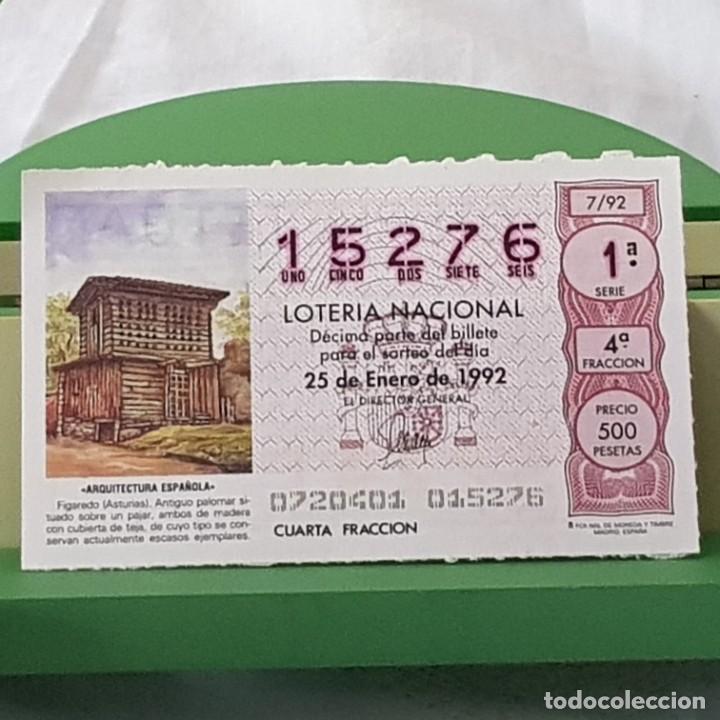 National Spanish Lottery: LOTER&Iacute;A NACIONAL, SORTEO 7/92, 25 ENERO 1992, FIGAREDO, ASTURIAS, N&ordm; 15276