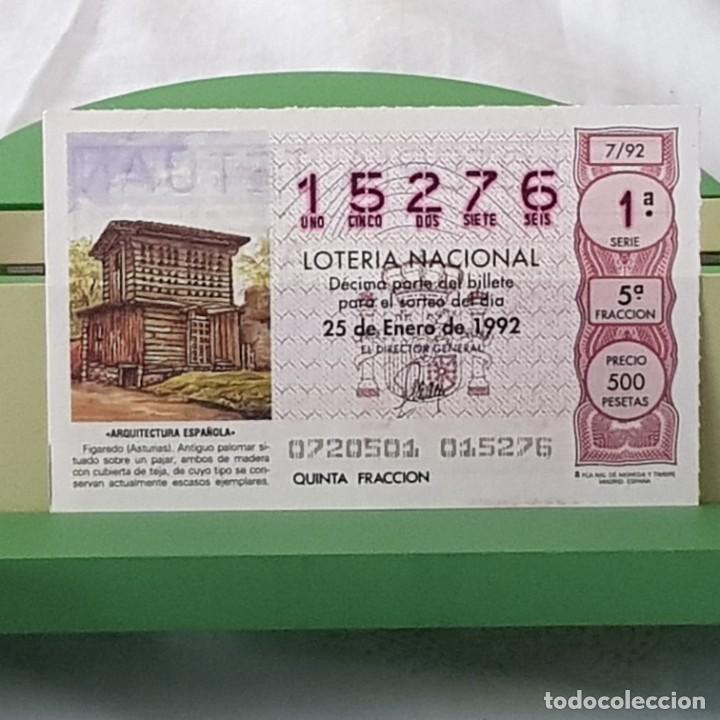 National Spanish Lottery: LOTER&Iacute;A NACIONAL, SORTEO 7/92, 25 ENERO 1992, FIGAREDO, ASTURIAS, N&ordm; 15276