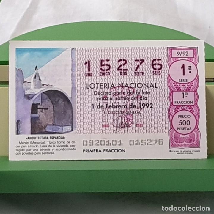 Loterie Nationale: LOTER&Iacute;A NACIONAL, SORTEO 9/92, 1 FEBRERO 1992, MAH&Oacute;N, MENORCA, N&ordm; 15139