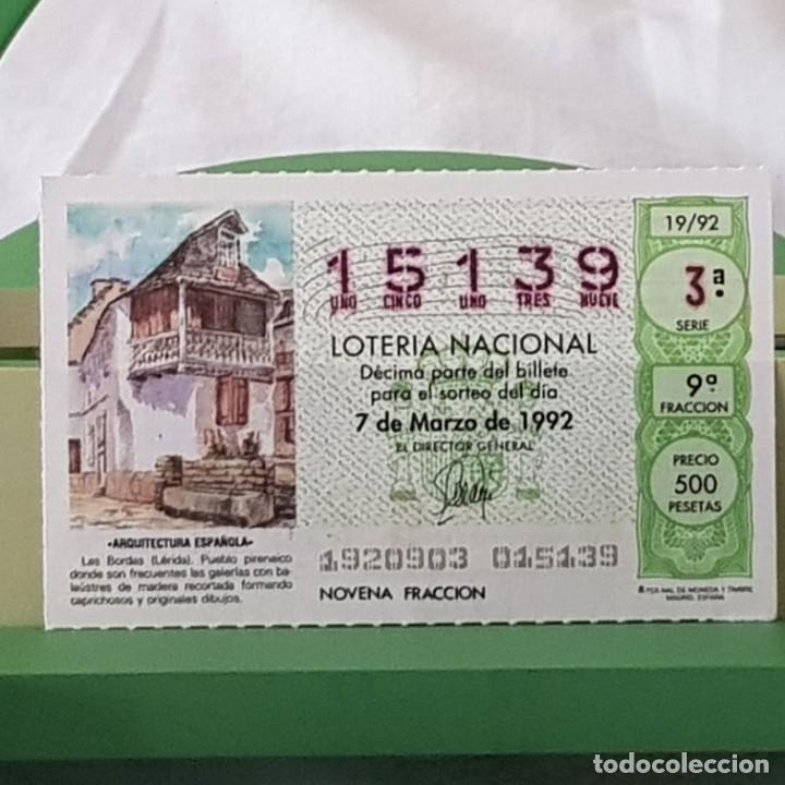 Loterie Nationale: LOTER&Iacute;A NACIONAL, SORTEO 19/92, 7 MARZO 1992, LAS BORDAS, L&Eacute;RIDA, N&ordm; 15139