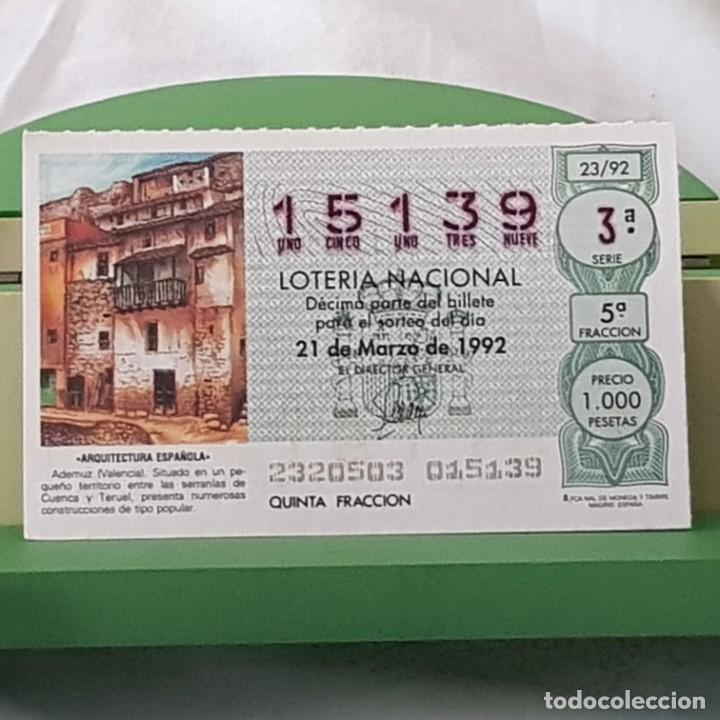 Loterie Nationale: LOTER&Iacute;A NACIONAL, SORTEO 23/92, 21 MARZO 1992, ADEMUZ, VALENCIA, N&ordm; 15139