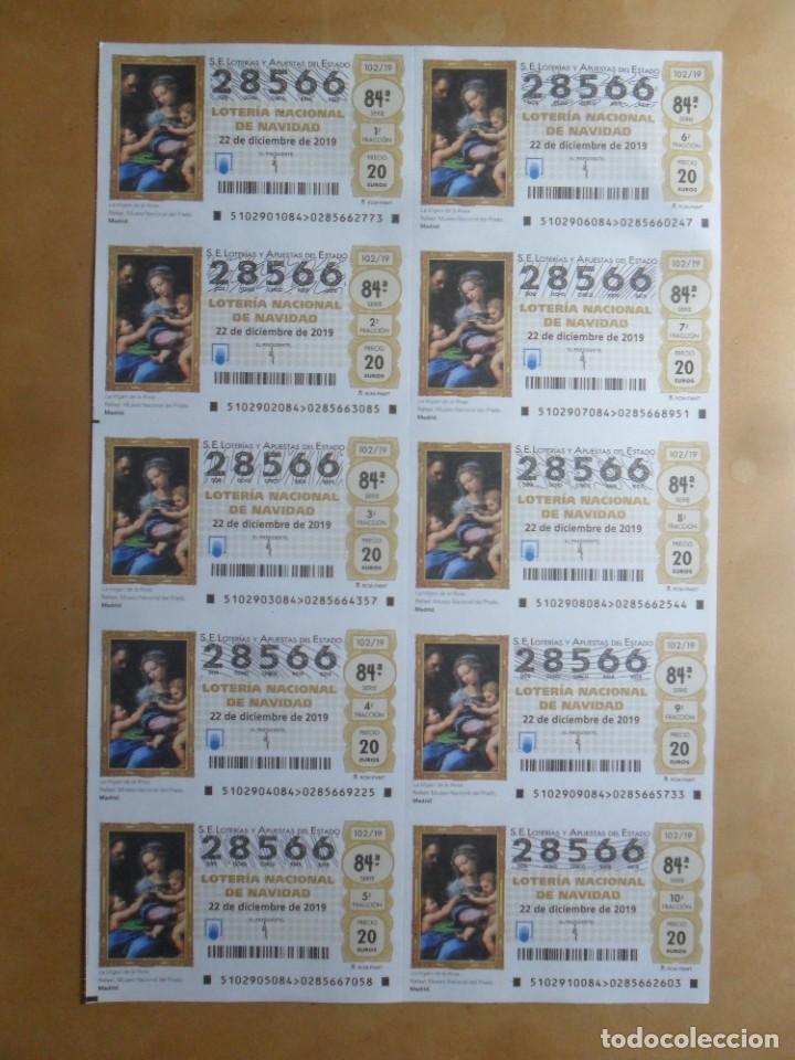 Loter&iacute;a Nacional: BILLETE COMPLETO - N&ordm; 28566 - 22 DICIEMBRE 2019 - 102/19 - LA VIRGEN DE LA ROSA, MUSEO DEL PRADO, M