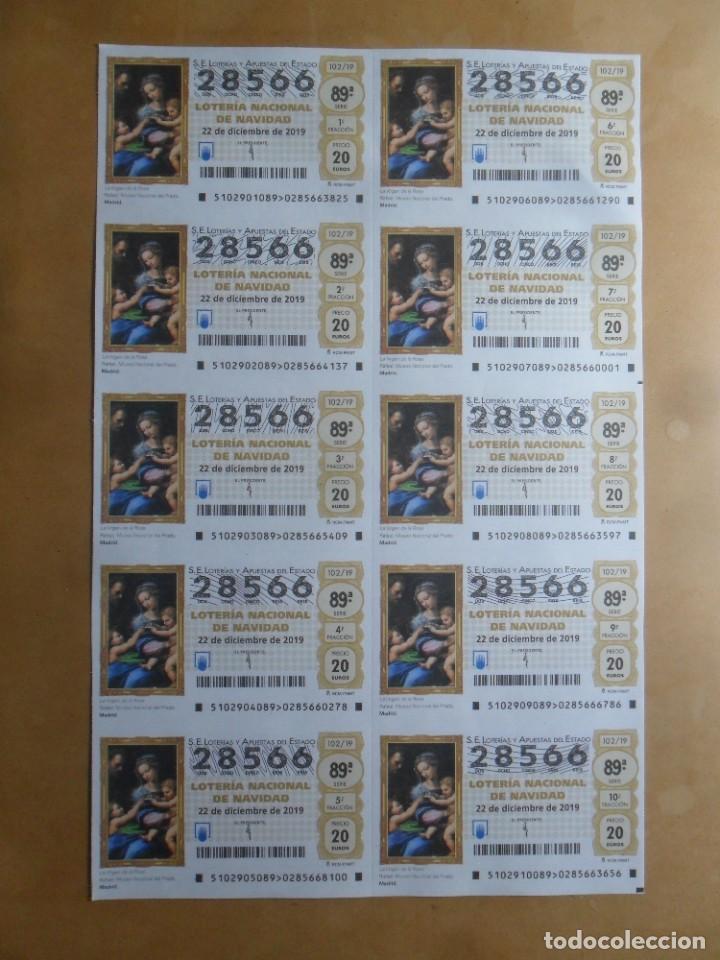 Loter&iacute;a Nacional: BILLETE COMPLETO - N&ordm; 28566 - 22 DICIEMBRE 2019 - 102/19 - LA VIRGEN DE LA ROSA, MUSEO DEL PRADO, M