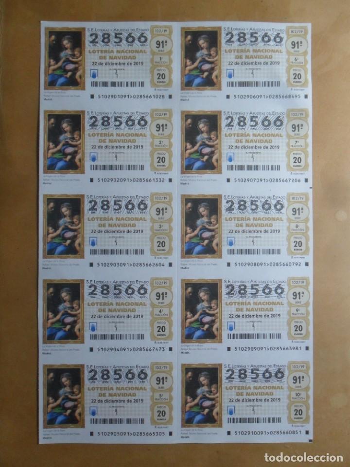 Loter&iacute;a nacional: BILLETE COMPLETO - N&ordm; 28566 - 22 DICIEMBRE 2019 - 102/19 - LA VIRGEN DE LA ROSA, MUSEO DEL PRADO, M