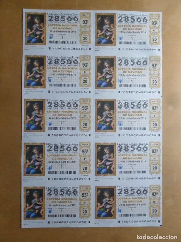 Loter&iacute;a Nacional: BILLETE COMPLETO - N&ordm; 28566 - 22 DICIEMBRE 2019 - 102/19 - LA VIRGEN DE LA ROSA, MUSEO DEL PRADO, M