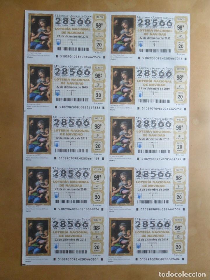 Loter&iacute;a Nacional: BILLETE COMPLETO - N&ordm; 28566 - 22 DICIEMBRE 2019 - 102/19 - LA VIRGEN DE LA ROSA, MUSEO DEL PRADO, M