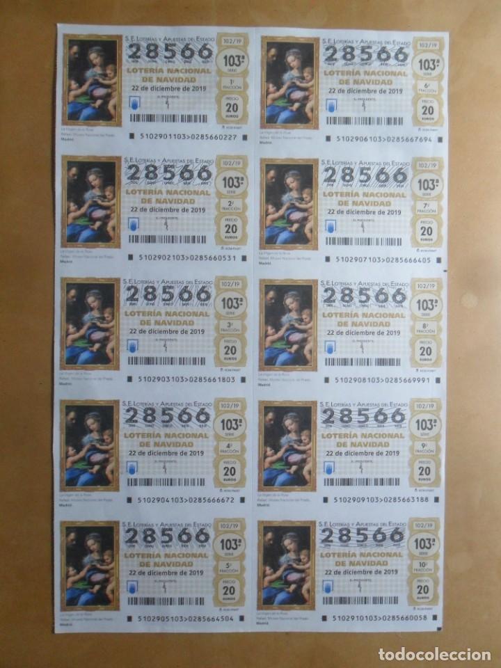 Loter&iacute;a Nacional: BILLETE COMPLETO - N&ordm; 28566 - 22 DICIEMBRE 2019 - 102/19 - LA VIRGEN DE LA ROSA, MUSEO DEL PRADO, M
