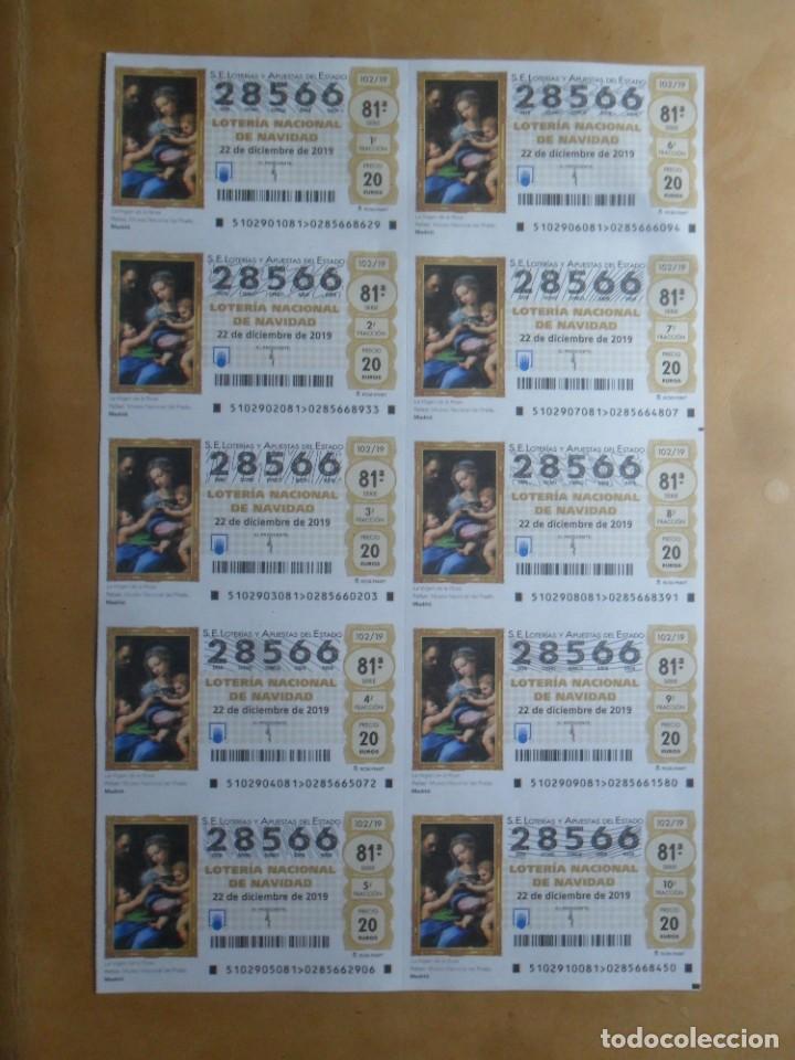 Loter&iacute;a Nacional: BILLETE COMPLETO - N&ordm; 28566 - 22 DICIEMBRE 2019 - 102/19 - LA VIRGEN DE LA ROSA, MUSEO DEL PRADO, M