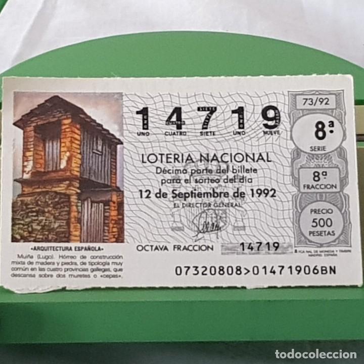Lotteria Nationale Spagnola: LOTER&Iacute;A NACIONAL, SORTEO 73/92, 12 SEPTIEMBRE 1992, MUI&Ntilde;A, LUGO, N&ordm; 14719